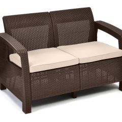 Диван пластиковый Корфу (Corfu love seat) коричневый - серо-бежевый* в Пойковском - poikovskii.mebel24.online | фото