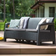 Диван пластиковый Корфу Макс (Corfu love seat max) графит в Пойковском - poikovskii.mebel24.online | фото 3