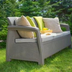 Диван пластиковый Корфу Макс (Corfu love seat max) капучино - песок в Пойковском - poikovskii.mebel24.online | фото 3