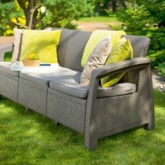 Диван пластиковый Корфу Макс (Corfu love seat max) капучино - песок в Пойковском - poikovskii.mebel24.online | фото 4