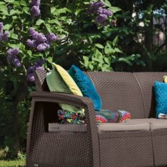 Диван пластиковый Корфу Макс (Corfu love seat max) коричневый в Пойковском - poikovskii.mebel24.online | фото 2