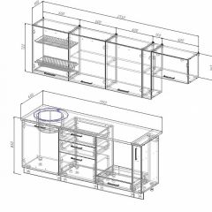 Кухонный гарнитур Антрацит 2550 (Стол. 26мм) в Пойковском - poikovskii.mebel24.online | фото 2