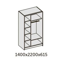 ИННЭС-5 Шкаф-купе 2-х дв. 1400 (1дв. Ф1 - бодега белая, 1дв. Ф2 - зеркало) в Пойковском - poikovskii.mebel24.online | фото 2