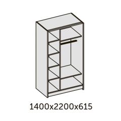 ИННЭС-5 Шкаф-купе 2-х дв. 1400 (2 дв. Ф3 - венге вст. экокожа коричневый) в Пойковском - poikovskii.mebel24.online | фото 2