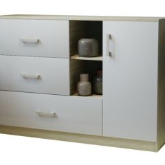 Комод К-3.1 (Дуб сонома/Белый жемчуг) в Пойковском - poikovskii.mebel24.online | фото