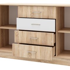 БЕАТРИС Комод К1400 (Дуб Сонома/Белый глянец) в Пойковском - poikovskii.mebel24.online | фото 2