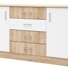 БЕАТРИС Комод К1400 (Дуб Сонома/Белый глянец) в Пойковском - poikovskii.mebel24.online | фото