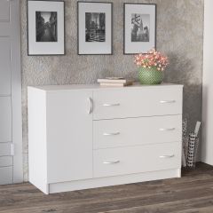 Комод Лофт (3 ящика/1 дверца) Белый в Пойковском - poikovskii.mebel24.online | фото