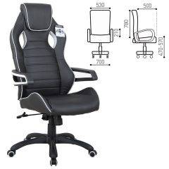 Кресло компьютерное BRABIX Techno Pro GM-003 (экокожа черное/серое, вставки серые) 531814 в Пойковском - poikovskii.mebel24.online | фото