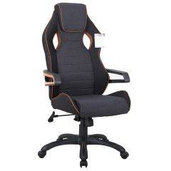 Кресло компьютерное BRABIX Techno Pro GM-003 (ткань черное/серое, вставки оранжевые) 531813 в Пойковском - poikovskii.mebel24.online | фото