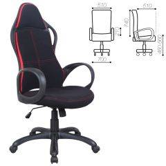 Кресло офисное BRABIX PREMIUM "Force EX-516" (ткань черное/вставки красные) 531571 в Пойковском - poikovskii.mebel24.online | фото