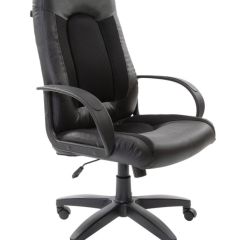 Кресло офисное BRABIX "Strike EX-525" (экокожа черная, ткань черная) 531381 в Пойковском - poikovskii.mebel24.online | фото