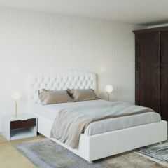 Кровать Берлин с ПМ 1200 (экокожа белая) в Пойковском - poikovskii.mebel24.online | фото 2