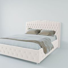 Кровать Нягань с ПМ 1200 (экокожа белая) в Пойковском - poikovskii.mebel24.online | фото 2