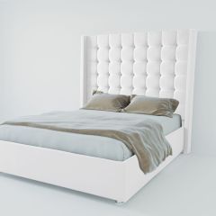 Кровать Венеция ЛЮКС с ПМ 1200 (экокожа белая) в Пойковском - poikovskii.mebel24.online | фото 2