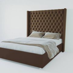 Кровать Версаль ЛЮКС с ПМ 2000 (экокожа коричневая) в Пойковском - poikovskii.mebel24.online | фото