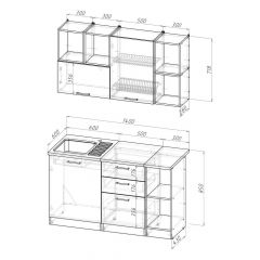 Кухонный гарнитур Ольга медиум 3 1400 мм в Пойковском - poikovskii.mebel24.online | фото 2