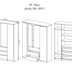 МОРИ МШ 1600.1 Шкаф (графит) в Пойковском - poikovskii.mebel24.online | фото 3