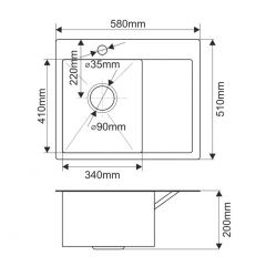 Мойка HD5851L MELANA ProfLine 3,0/200 САТИН врезная прямоугольная с коландером HD5851L в Пойковском - poikovskii.mebel24.online | фото 2