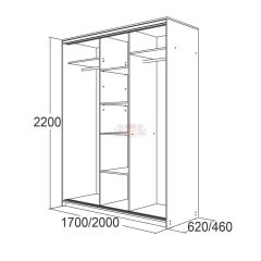 МИРАЖ 17.1 (620) 1 зеркало Шкаф для платья и белья в Пойковском - poikovskii.mebel24.online | фото 5