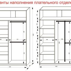 Шкаф-купе 1400 серии SOFT D8+D2+B2+PL4 (2 ящика+F обр.штанга) профиль «Графит» в Пойковском - poikovskii.mebel24.online | фото 7