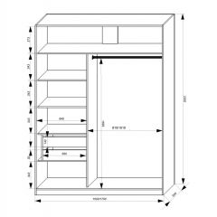 Шкаф-купе 1500 серии NEW CLASSIC K3+K3+B2+PL1 (2 ящика+1 штанга) профиль «Капучино» в Пойковском - poikovskii.mebel24.online | фото 3
