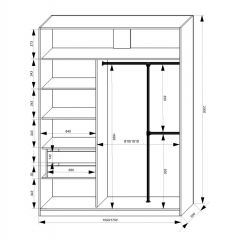 Шкаф-купе 1500 серии NEW CLASSIC K4+K4+B2+PL4 (2 ящика+F обр. штанга) профиль «Капучино» в Пойковском - poikovskii.mebel24.online | фото 3