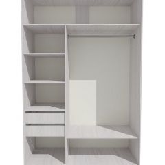 Шкаф-купе 1500 серии SILVER S1+S1+B2+PL2 (2 ящика+1 штанга+1 полка) профиль «Серебро» в Пойковском - poikovskii.mebel24.online | фото 2