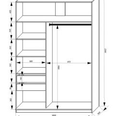Шкаф-купе 1600 серии SOFT D1+D3+B2+PL1 (2 ящика+1штанга) профиль «Графит» в Пойковском - poikovskii.mebel24.online | фото 4