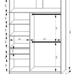 Шкаф-купе 1600 серии SOFT D8+D2+B2+PL4 (2 ящика+F обр.штанга) профиль «Графит» в Пойковском - poikovskii.mebel24.online | фото 2