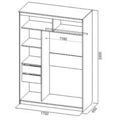 Шкаф-купе №19 Серия 3 Инфинити с зеркалами (1700) Ясень Анкор светлый в Пойковском - poikovskii.mebel24.online | фото 6