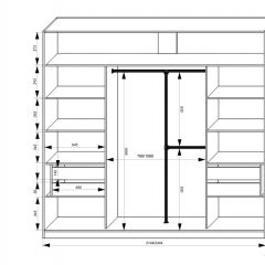 Шкаф-купе 2150 серии NEW CLASSIC K4+K4+K4+B22+PL4(по 2 ящика лев/прав+F обр.штанга) профиль «Капучино» в Пойковском - poikovskii.mebel24.online | фото 3