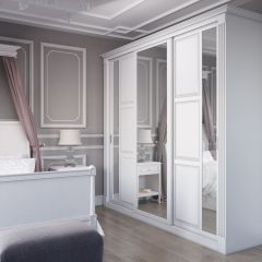 Шкаф-купе 2150 серии NEW CLASSIC K6Z+K1+K6+B22+PL2(по 2 ящика лев/прав+1 штанга+1 полка) профиль «Капучино» в Пойковском - poikovskii.mebel24.online | фото