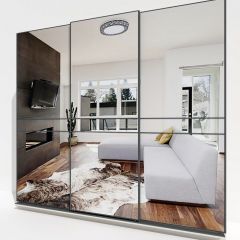 Шкаф-купе 2400 серии SOFT D4+D4+D4+B22+PL1 (по 2 ящика лев/прав+1штанга) профиль «Графит» в Пойковском - poikovskii.mebel24.online | фото 4