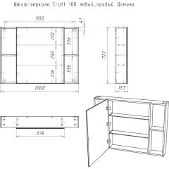 Шкаф-зеркало Craft 100 левый/правый Домино (DCr2206HZ) в Пойковском - poikovskii.mebel24.online | фото 11