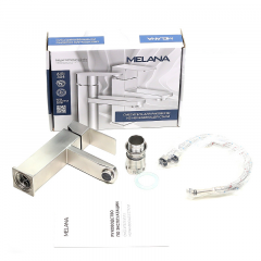Смеситель д/ум MELANA-F610201 Cubo нерж.сталь, однорычажный, сатин, литой излив в Пойковском - poikovskii.mebel24.online | фото 3