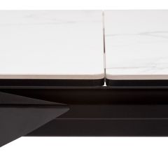 Стол CREMONA 140 HIGH GLOSS STATUARIO Белый мрамор глянцевый, керамика/ черный каркас, ®DISAUR в Пойковском - poikovskii.mebel24.online | фото 6