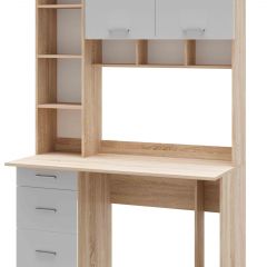 Стол компьютерный ПКС-5 Дуб сонома/Белый глянец в Пойковском - poikovskii.mebel24.online | фото 2