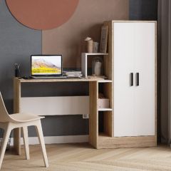 Стол компьютерный СКМ-1 ЛДСП Белый/Дуб сонома в Пойковском - poikovskii.mebel24.online | фото