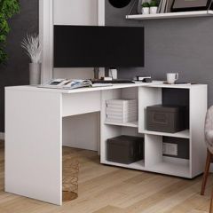 Стол компьютерный угловой СКМУ-4 Белый в Пойковском - poikovskii.mebel24.online | фото