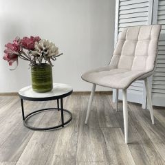 Стул CHIC HE622-01/ HE622-05 топленое молоко, ткань/ белый каркас М-City в Пойковском - poikovskii.mebel24.online | фото 4