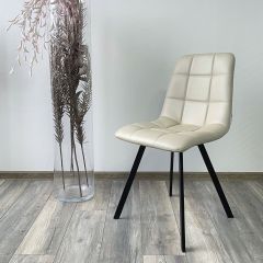 Стул CHILLI SQUARE HK017-02 серо-бежевый, PU/ черный каркас М-City в Пойковском - poikovskii.mebel24.online | фото 2