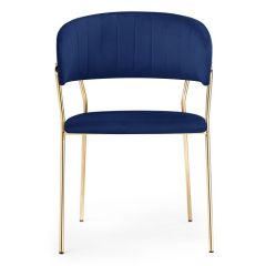 Стул на металлокаркасе Kamelia dark blue / gold в Пойковском - poikovskii.mebel24.online | фото 2