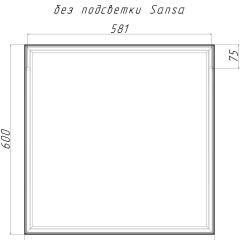 Зеркало Corsica 600х600 black без подсветки Sansa (SB1064Z) в Пойковском - poikovskii.mebel24.online | фото 4