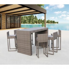 Барный комплект плетеной мебели T390GD/Y390G-W78_6Pcs Grey в Пойковском - poikovskii.mebel24.online | фото 1