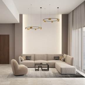 DK4067-BK+SG Подвесной светильник ORBIT, IP20, 15xGU10 LED, до 15 Вт, черный + сатинированное золото, алюминий в Пойковском - poikovskii.mebel24.online | фото 4
