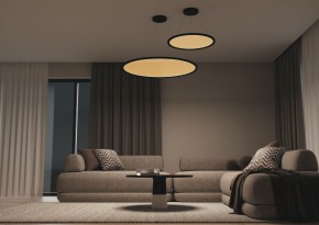 DK6616-BK Подвесной горизонтальный светильник Veil со светодиодом H900 d600 220V 48W 3000-6000K IP20 черный алюминий в Пойковском - poikovskii.mebel24.online | фото 5