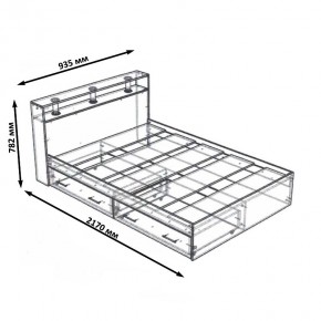 Камелия Кровать с ящиками 0900, цвет дуб сонома, ШхГхВ 93,5х217х78,2 см., сп.м. 900х2000 мм., без матраса, основание есть в Пойковском - poikovskii.mebel24.online | фото 6