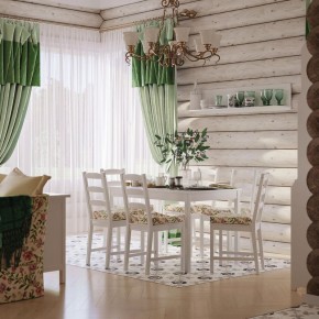 Комлект Вествик обеденный стол и четыре стула, массив сосны, цвет белый в Пойковском - poikovskii.mebel24.online | фото