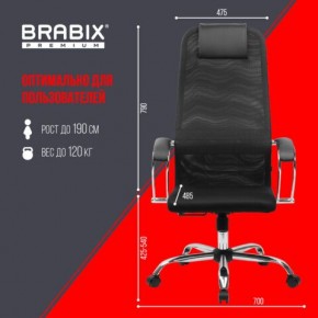 Кресло BRABIX PREMIUM "Ultimate EX-800" хром, плотная двойная сетка Х2, черное, 532911 в Пойковском - poikovskii.mebel24.online | фото 6